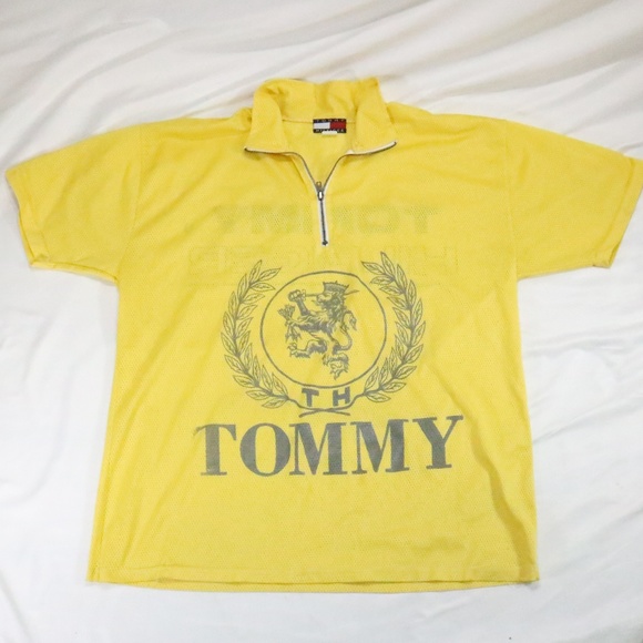 Tommy Hilfiger Other - TOMMY HILFIGER Crested Gold Mesh Half Zip Jersey